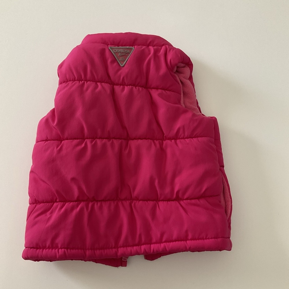 OshKosh Bgosh Puffer Vest Kids Size 12M Solid Pink With Zipper and Pockets - Picture 4 of 5
